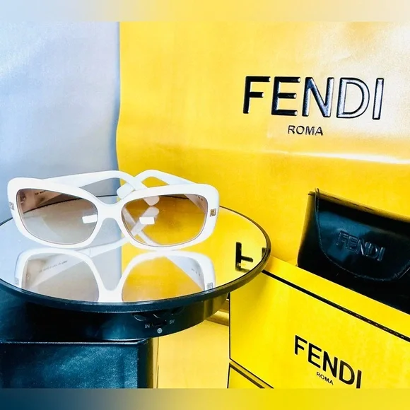 Fendi FS419 White Sunglasses with Logo Arms